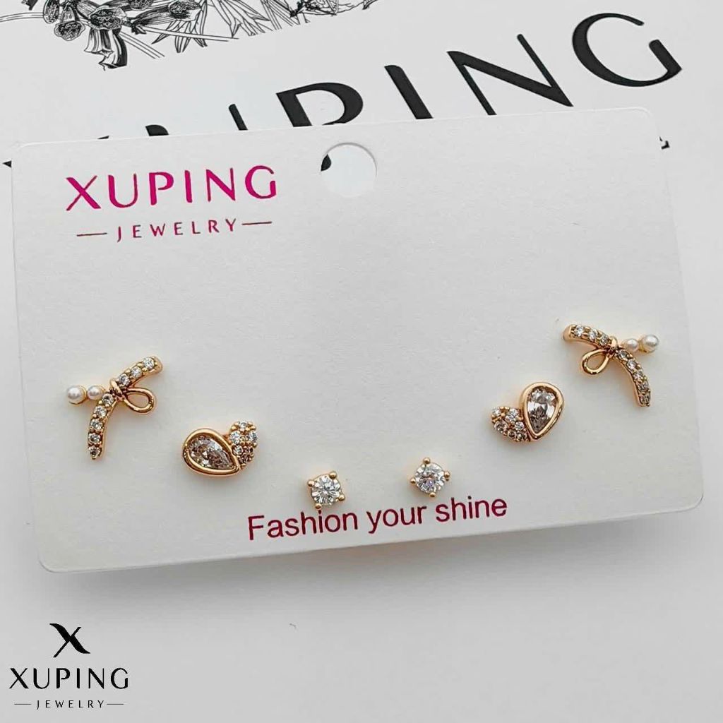 گوشواره سه جفتی ژوپینگ کد 2893 - خرید آنلاین از گالری آداس